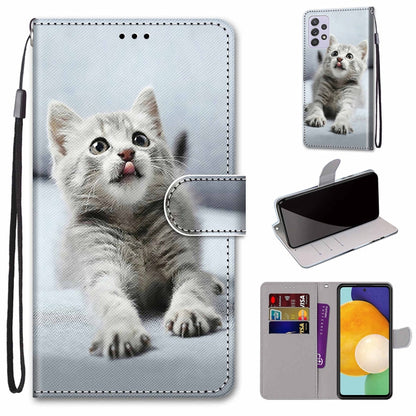Coloured Drawing Cross Texture Horizontal Flip Leather Phone Case with Holder & Card Slots & Wallet & Lanyard, For Samsung Galaxy A13 5G, For Samsung Galaxy A33 5G