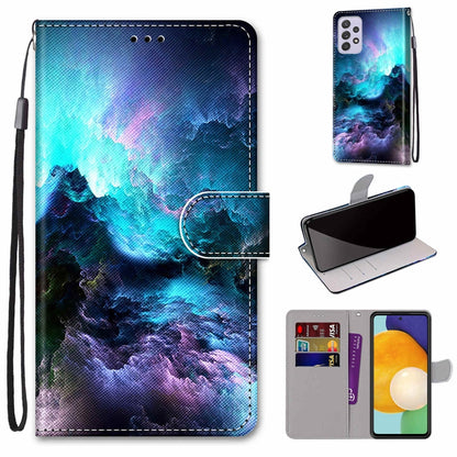 Coloured Drawing Cross Texture Horizontal Flip Leather Phone Case with Holder & Card Slots & Wallet & Lanyard, For Samsung Galaxy A13 5G, For Samsung Galaxy A33 5G