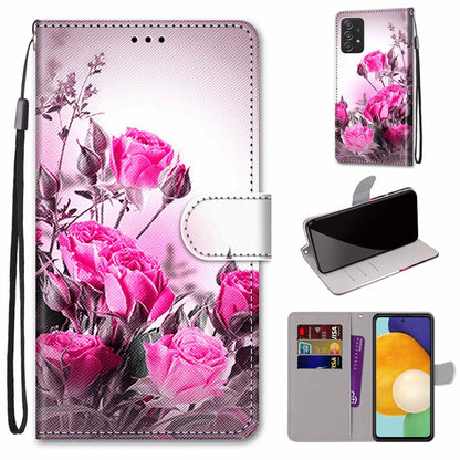 Coloured Drawing Cross Texture Horizontal Flip Leather Phone Case with Holder & Card Slots & Wallet & Lanyard, For Samsung Galaxy A53 5G, For Samsung Galaxy M52 5G
