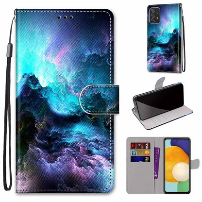 Coloured Drawing Cross Texture Horizontal Flip Leather Phone Case with Holder & Card Slots & Wallet & Lanyard, For Samsung Galaxy A53 5G, For Samsung Galaxy M52 5G