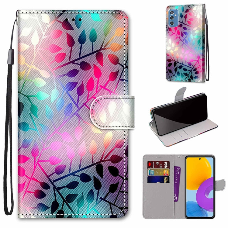 Coloured Drawing Cross Texture Horizontal Flip Leather Phone Case with Holder & Card Slots & Wallet & Lanyard, For Samsung Galaxy A53 5G, For Samsung Galaxy M52 5G