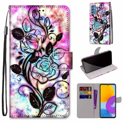 Coloured Drawing Cross Texture Horizontal Flip Leather Phone Case with Holder & Card Slots & Wallet & Lanyard, For Samsung Galaxy A53 5G, For Samsung Galaxy M52 5G