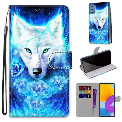 Coloured Drawing Cross Texture Horizontal Flip Leather Phone Case with Holder & Card Slots & Wallet & Lanyard, For Samsung Galaxy A53 5G, For Samsung Galaxy M52 5G