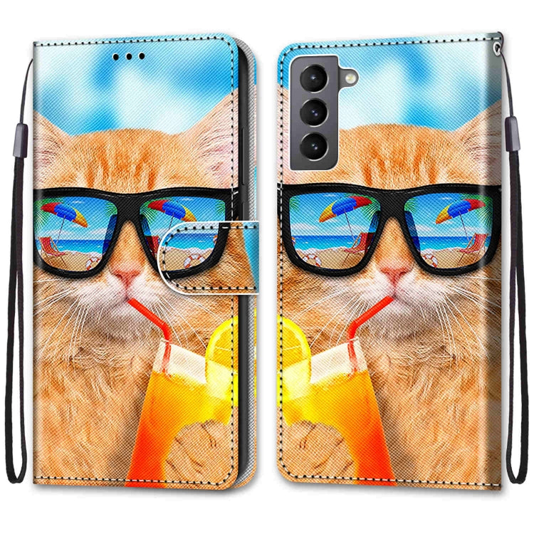 Coloured Drawing Cross Texture Horizontal Flip Leather Phone Case with Holder & Card Slots & Wallet & Lanyard, For Samsung Galaxy S22 5G, For Samsung Galaxy S22+ 5G