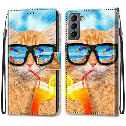 Coloured Drawing Cross Texture Horizontal Flip Leather Phone Case with Holder & Card Slots & Wallet & Lanyard, For Samsung Galaxy S22 5G, For Samsung Galaxy S22+ 5G