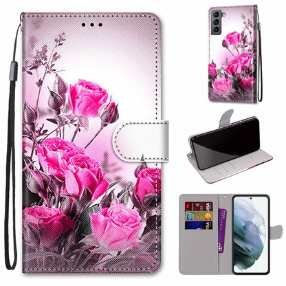 Coloured Drawing Cross Texture Horizontal Flip Leather Phone Case with Holder & Card Slots & Wallet & Lanyard, For Samsung Galaxy S22 5G, For Samsung Galaxy S22+ 5G