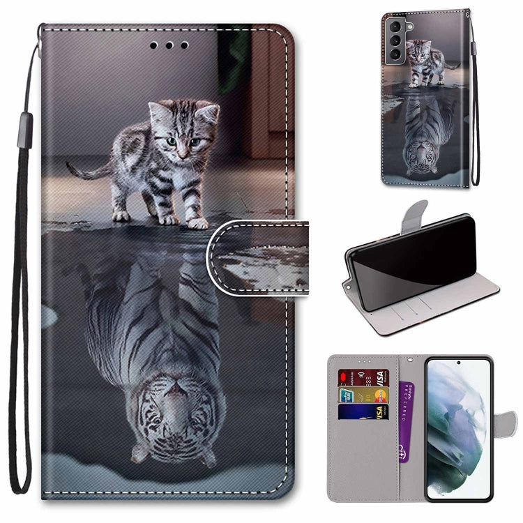 Coloured Drawing Cross Texture Horizontal Flip Leather Phone Case with Holder & Card Slots & Wallet & Lanyard, For Samsung Galaxy S22 5G, For Samsung Galaxy S22+ 5G