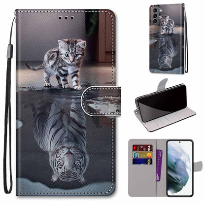 Coloured Drawing Cross Texture Horizontal Flip Leather Phone Case with Holder & Card Slots & Wallet & Lanyard, For Samsung Galaxy S22 5G, For Samsung Galaxy S22+ 5G