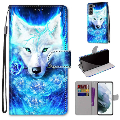 Coloured Drawing Cross Texture Horizontal Flip Leather Phone Case with Holder & Card Slots & Wallet & Lanyard, For Samsung Galaxy S22 5G, For Samsung Galaxy S22+ 5G