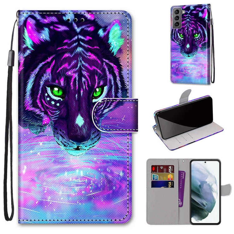 Coloured Drawing Cross Texture Horizontal Flip Leather Phone Case with Holder & Card Slots & Wallet & Lanyard, For Samsung Galaxy S22 5G, For Samsung Galaxy S22+ 5G