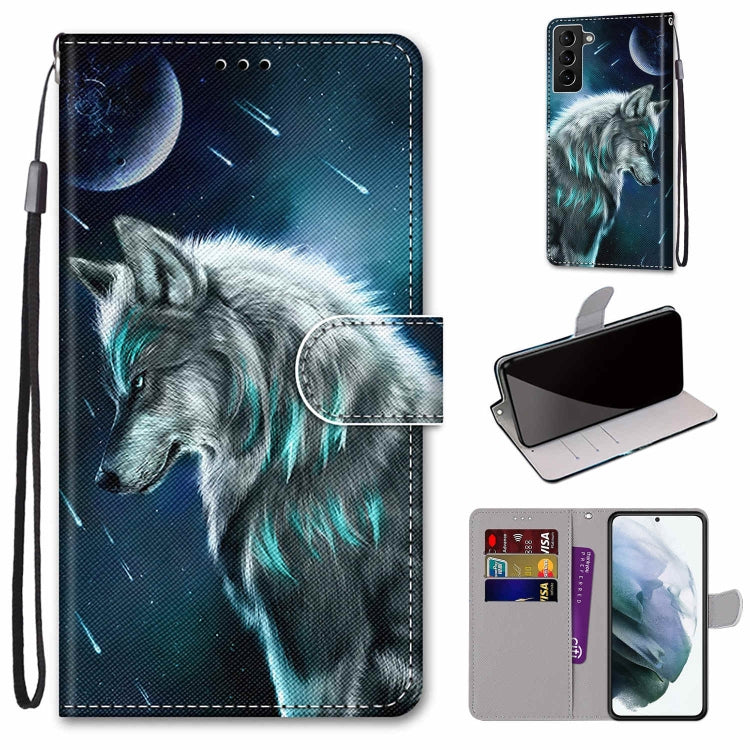 Coloured Drawing Cross Texture Horizontal Flip Leather Phone Case with Holder & Card Slots & Wallet & Lanyard, For Samsung Galaxy S22 5G, For Samsung Galaxy S22+ 5G