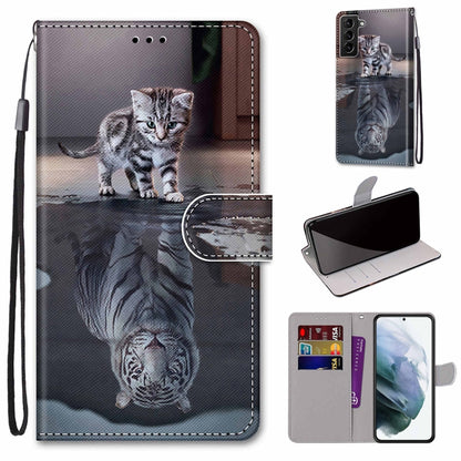 Coloured Drawing Cross Texture Horizontal Flip Leather Phone Case with Holder & Card Slots & Wallet & Lanyard, For Samsung Galaxy S22 5G, For Samsung Galaxy S22+ 5G