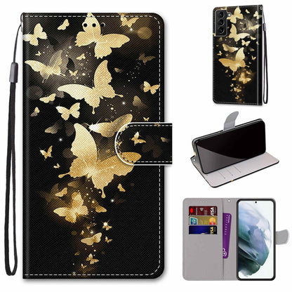 Coloured Drawing Cross Texture Horizontal Flip Leather Phone Case with Holder & Card Slots & Wallet & Lanyard, For Samsung Galaxy S22 5G, For Samsung Galaxy S22+ 5G