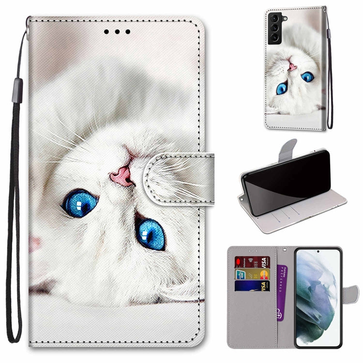 Coloured Drawing Cross Texture Horizontal Flip Leather Phone Case with Holder & Card Slots & Wallet & Lanyard, For Samsung Galaxy S22 5G, For Samsung Galaxy S22+ 5G