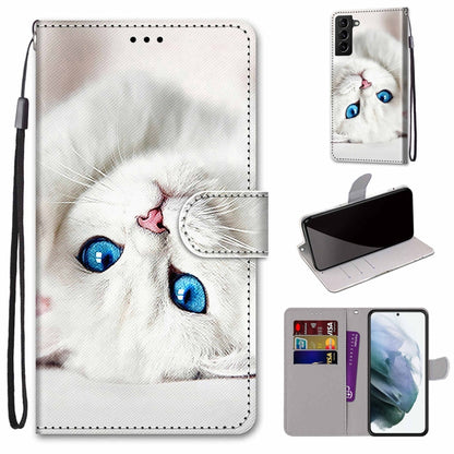 Coloured Drawing Cross Texture Horizontal Flip Leather Phone Case with Holder & Card Slots & Wallet & Lanyard, For Samsung Galaxy S22 5G, For Samsung Galaxy S22+ 5G