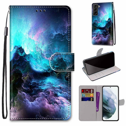 Coloured Drawing Cross Texture Horizontal Flip Leather Phone Case with Holder & Card Slots & Wallet & Lanyard, For Samsung Galaxy S22 5G, For Samsung Galaxy S22+ 5G