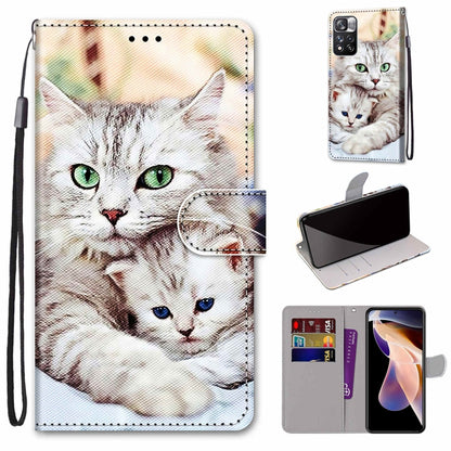 Coloured Drawing Cross Texture Horizontal Flip PU Phone Leather Case with Holder & Card Slots & Wallet & Lanyard(Colorful Layer, For Xiaomi Redmi Note 11 Pro / 11 Pro+ Global, For Xiaomi Mi 11T / 11T Pro