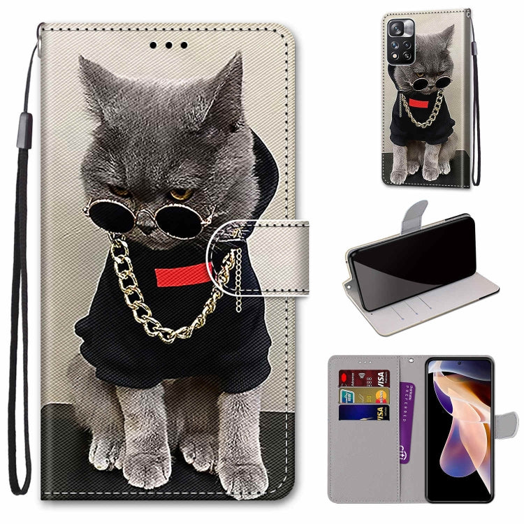 Coloured Drawing Cross Texture Horizontal Flip PU Phone Leather Case with Holder & Card Slots & Wallet & Lanyard(Colorful Layer, For Xiaomi Redmi Note 11 Pro / 11 Pro+ Global, For Xiaomi Mi 11T / 11T Pro