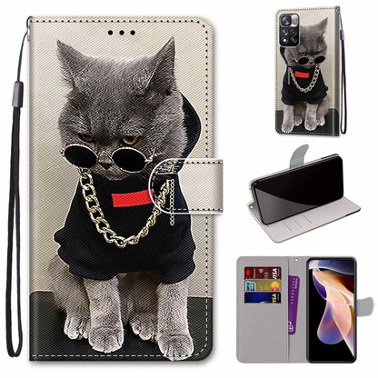 Coloured Drawing Cross Texture Horizontal Flip PU Phone Leather Case with Holder & Card Slots & Wallet & Lanyard(Colorful Layer, For Xiaomi Redmi Note 11 Pro / 11 Pro+ Global, For Xiaomi Mi 11T / 11T Pro