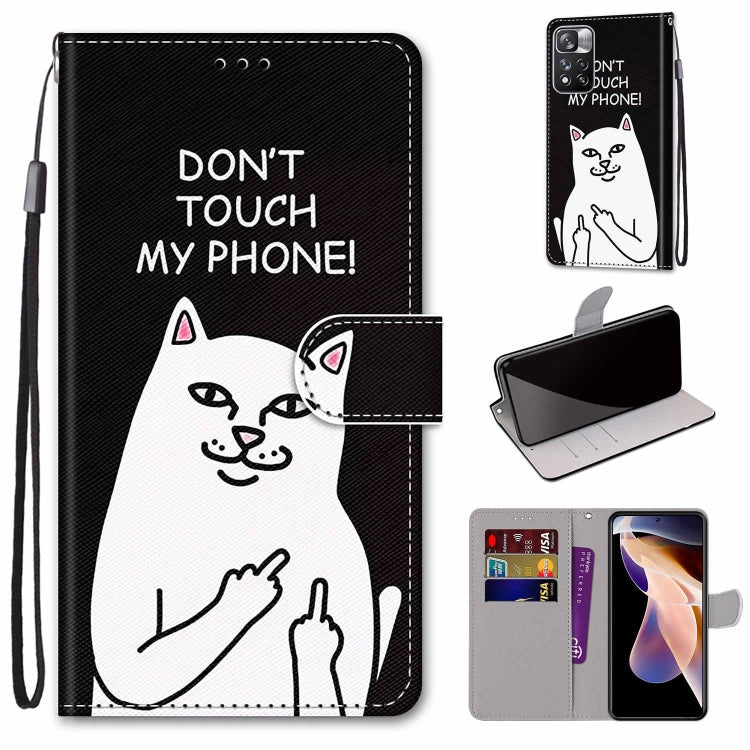 Coloured Drawing Cross Texture Horizontal Flip PU Phone Leather Case with Holder & Card Slots & Wallet & Lanyard(Colorful Layer, For Xiaomi Redmi Note 11 Pro / 11 Pro+ Global, For Xiaomi Mi 11T / 11T Pro