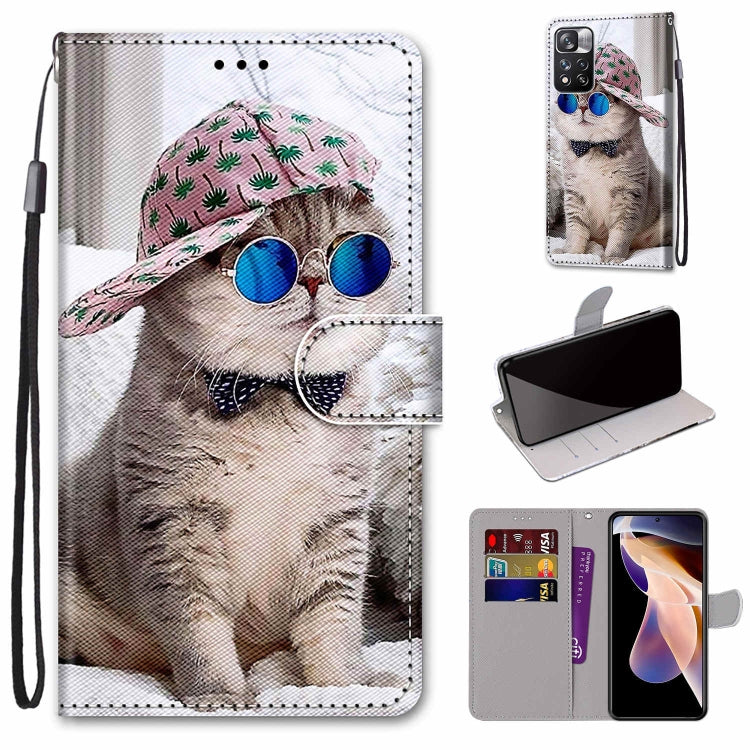 Coloured Drawing Cross Texture Horizontal Flip PU Phone Leather Case with Holder & Card Slots & Wallet & Lanyard(Colorful Layer, For Xiaomi Redmi Note 11 Pro / 11 Pro+ Global, For Xiaomi Mi 11T / 11T Pro
