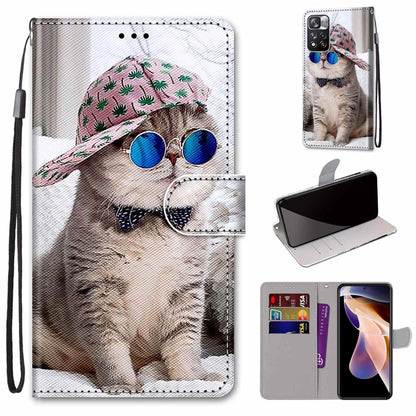 Coloured Drawing Cross Texture Horizontal Flip PU Phone Leather Case with Holder & Card Slots & Wallet & Lanyard(Colorful Layer, For Xiaomi Redmi Note 11 Pro / 11 Pro+ Global, For Xiaomi Mi 11T / 11T Pro