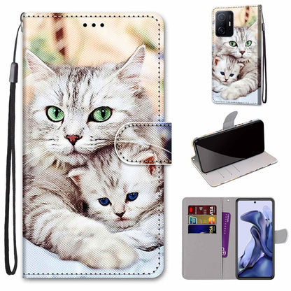 Coloured Drawing Cross Texture Horizontal Flip PU Phone Leather Case with Holder & Card Slots & Wallet & Lanyard(Colorful Layer, For Xiaomi Redmi Note 11 Pro / 11 Pro+ Global, For Xiaomi Mi 11T / 11T Pro