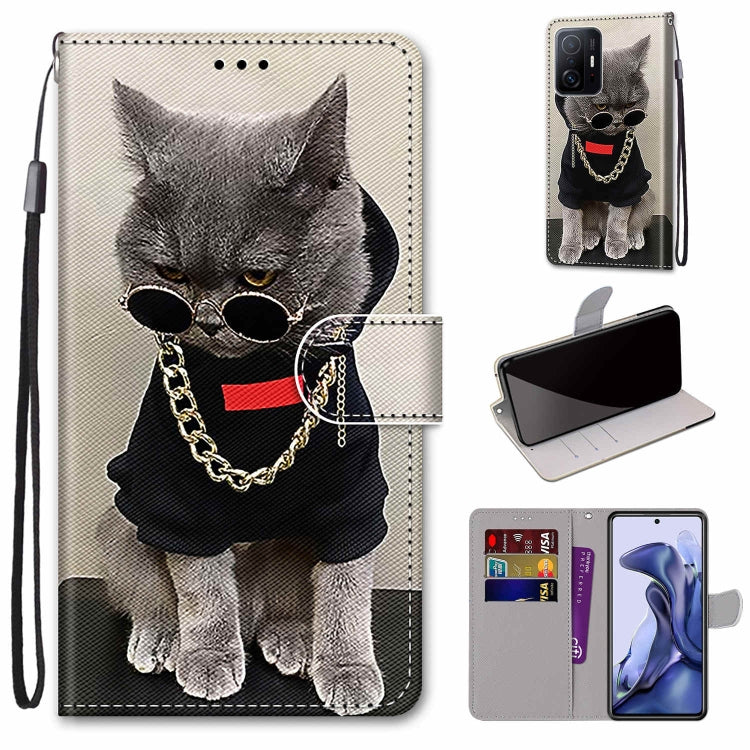 Coloured Drawing Cross Texture Horizontal Flip PU Phone Leather Case with Holder & Card Slots & Wallet & Lanyard(Colorful Layer, For Xiaomi Redmi Note 11 Pro / 11 Pro+ Global, For Xiaomi Mi 11T / 11T Pro