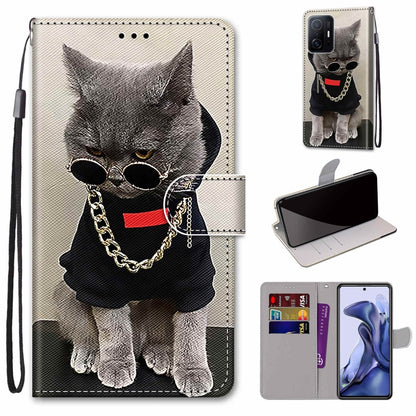 Coloured Drawing Cross Texture Horizontal Flip PU Phone Leather Case with Holder & Card Slots & Wallet & Lanyard(Colorful Layer, For Xiaomi Redmi Note 11 Pro / 11 Pro+ Global, For Xiaomi Mi 11T / 11T Pro