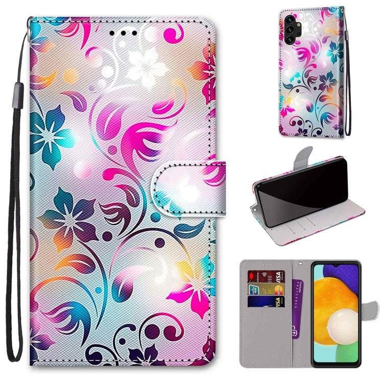 Coloured Drawing Cross Texture Horizontal Flip PU Phone Leather Case with Holder & Card Slots & Wallet & Lanyard(Colorful Layer, For Samsung Galaxy A13 4G, For Samsung Galaxy A13 5G