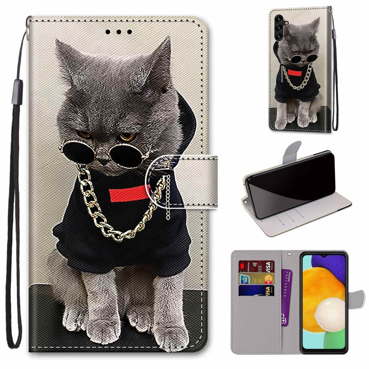 Coloured Drawing Cross Texture Horizontal Flip PU Phone Leather Case with Holder & Card Slots & Wallet & Lanyard(Colorful Layer, For Samsung Galaxy A13 4G, For Samsung Galaxy A13 5G