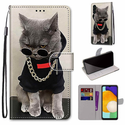 Coloured Drawing Cross Texture Horizontal Flip PU Phone Leather Case with Holder & Card Slots & Wallet & Lanyard(Colorful Layer, For Samsung Galaxy A13 4G, For Samsung Galaxy A13 5G