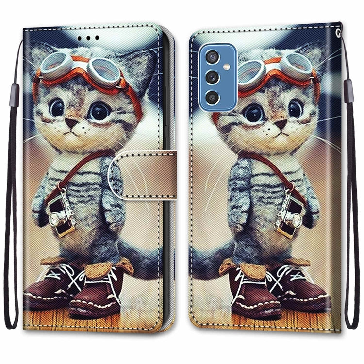 Coloured Drawing Cross Texture Horizontal Flip PU Phone Leather Case with Holder & Card Slots & Wallet & Lanyard(Colorful Layer, For Samsung Galaxy M52 5G, For Samsung Galaxy S22 5G