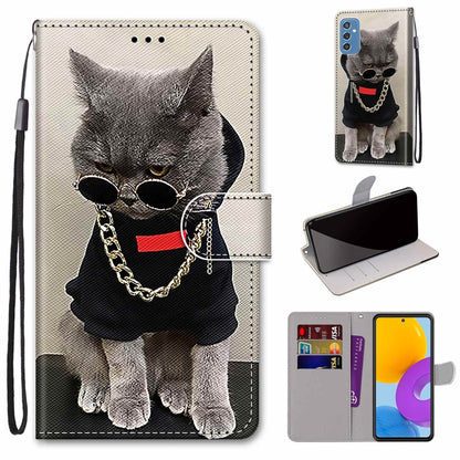 Coloured Drawing Cross Texture Horizontal Flip PU Phone Leather Case with Holder & Card Slots & Wallet & Lanyard(Colorful Layer, For Samsung Galaxy M52 5G, For Samsung Galaxy S22 5G