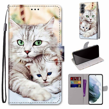 Coloured Drawing Cross Texture Horizontal Flip PU Phone Leather Case with Holder & Card Slots & Wallet & Lanyard(Colorful Layer, For Samsung Galaxy M52 5G, For Samsung Galaxy S22 5G