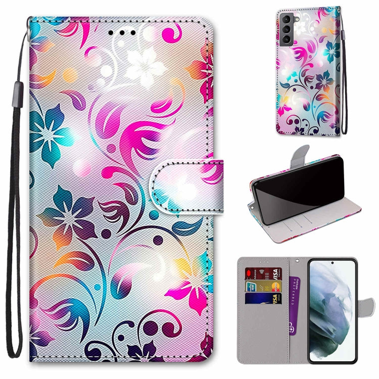 Coloured Drawing Cross Texture Horizontal Flip PU Phone Leather Case with Holder & Card Slots & Wallet & Lanyard(Colorful Layer, For Samsung Galaxy M52 5G, For Samsung Galaxy S22 5G