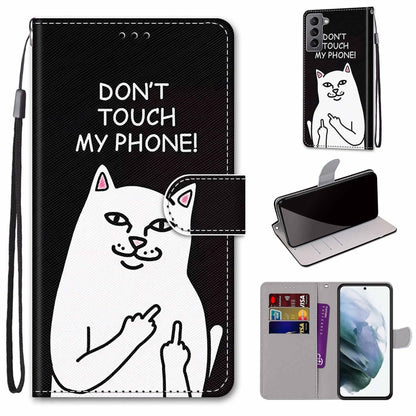 Coloured Drawing Cross Texture Horizontal Flip PU Phone Leather Case with Holder & Card Slots & Wallet & Lanyard(Colorful Layer, For Samsung Galaxy M52 5G, For Samsung Galaxy S22 5G