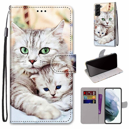 Coloured Drawing Cross Texture Horizontal Flip PU Phone Leather Case with Holder & Card Slots & Wallet & Lanyard(Colorful Layer, For Samsung Galaxy S22+ 5G, For Samsung Galaxy S22 Ultra 5G