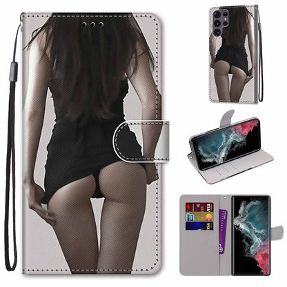 Coloured Drawing Cross Texture Horizontal Flip PU Phone Leather Case with Holder & Card Slots & Wallet & Lanyard(Colorful Layer, For Samsung Galaxy S22+ 5G, For Samsung Galaxy S22 Ultra 5G