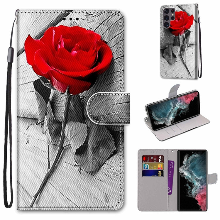 Coloured Drawing Cross Texture Horizontal Flip PU Phone Leather Case with Holder & Card Slots & Wallet & Lanyard(Colorful Layer, For Samsung Galaxy S22+ 5G, For Samsung Galaxy S22 Ultra 5G