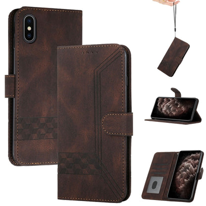 Cubic Skin Feel Flip Leather Phone Case, For iPhone 11 Pro Max, For iPhone X / XS, For iPhone XR, For iPhone XS Max, For iPhone SE 2022 / SE 2020 / 7 / 8, For iPhone 7 Plus / 8 Plus