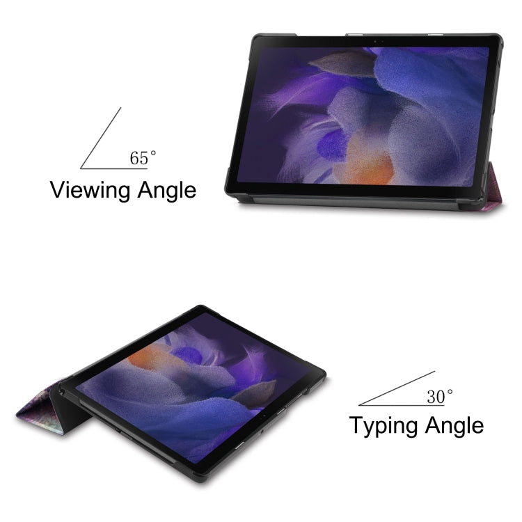 Painted Leather Tablet Case with 3-Fold Holder, For Samsung Galaxy Tab A8 2021