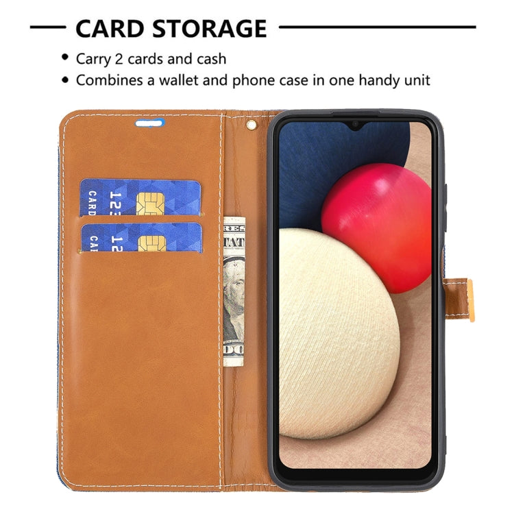 Color Matching Denim Texture Leather Phone Case, For Samsung Galaxy A03s 166mm