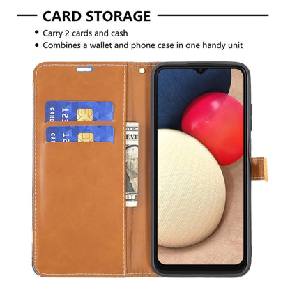 Color Matching Denim Texture Leather Phone Case, For Samsung Galaxy A03s 166mm