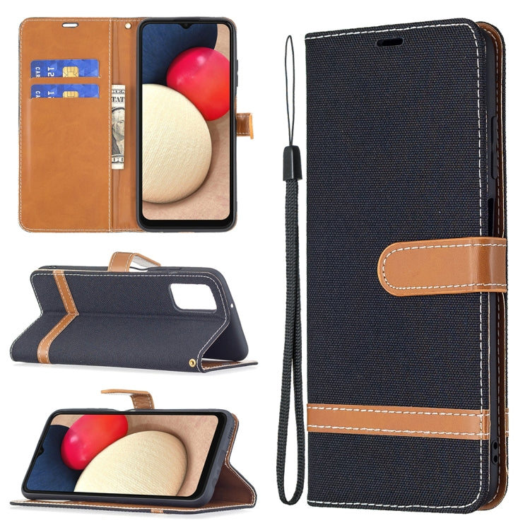 Color Matching Denim Texture Leather Phone Case, For Samsung Galaxy A03s 166mm