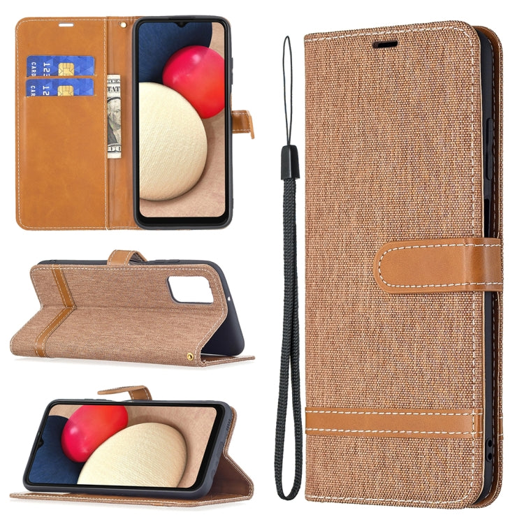 Color Matching Denim Texture Leather Phone Case, For Samsung Galaxy A03s 166mm