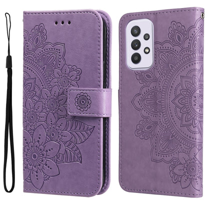 7-petal Flowers Embossing Pattern Horizontal Flip CasePhone Case, For Motorola Moto E20 / E30 / E40, For Samsung Galaxy A03 EU Version, For Samsung Galaxy A03 Global, For Samsung Galaxy A33 5G, For Samsung Galaxy A53 5G