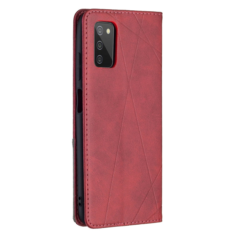 Rhombus Texture Magnetic Leather Phone Case, For Samsung Galaxy A03s 166mm