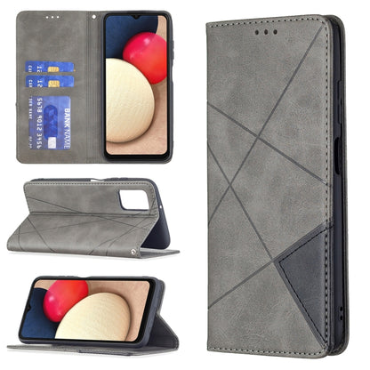 Rhombus Texture Magnetic Leather Phone Case, For Samsung Galaxy A03s 166mm