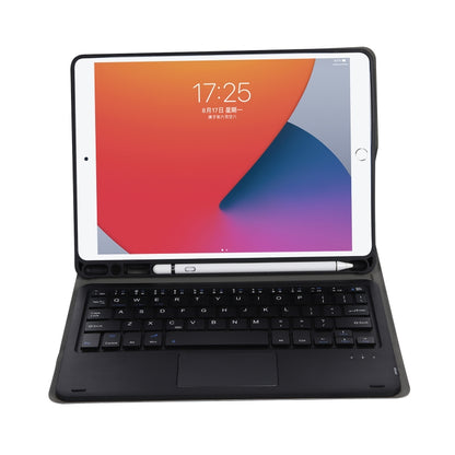 A07B-A Lambskin Texture Square Keycap Bluetooth Keyboard Leather Case with Touch Control For iPad, For iPad 9.7 2018 & 2017 / Pro 9.7 inch / Air 2, For iPad Pro 10.5 inch / 10.2 2021 & 2020 & 2019 / Air 3                                                ...